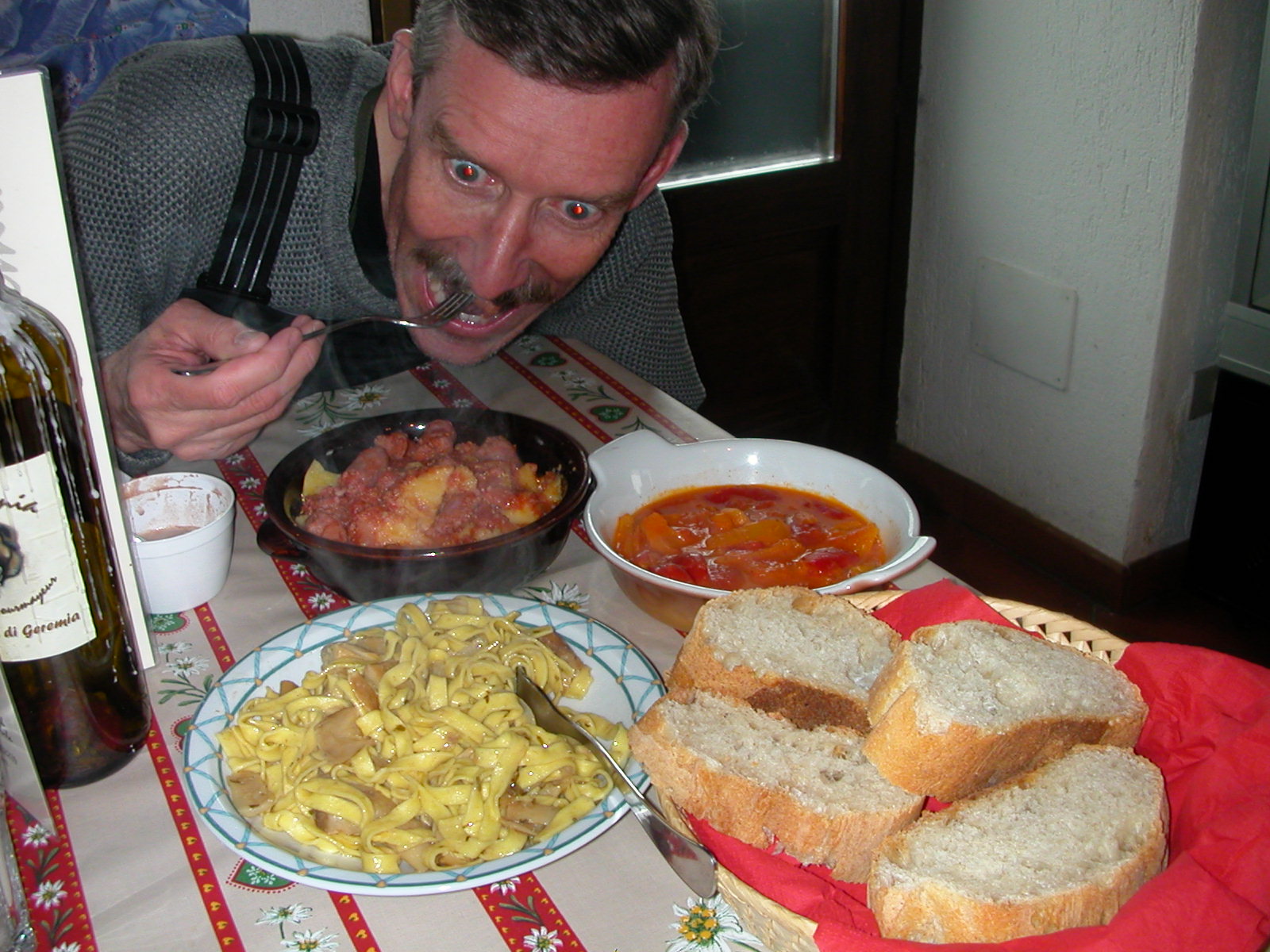 Geoff Anderson eating in the Alps in 2008.